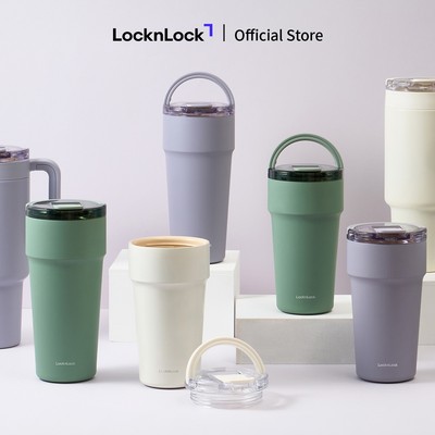 Bình giữ nhiệt LocknLock Metro cafe top handle phủ sứ LHC4416 710ml / LHC4419 900ml có quai xách và ống hút đi kèm