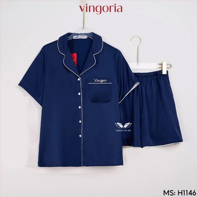 Pijama bộ ngủ mặc nhà trơn VINGO/VINGORIA tay ngắn xuân hè H1146