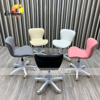  Ghế Spa Ghế Xoay Văn Phòng Bọc Da Cao Cấp Có Tựa Lưng Màu Trắng Chân Nhựa Trắng To   Nâng Hạ Và Xoay 360  