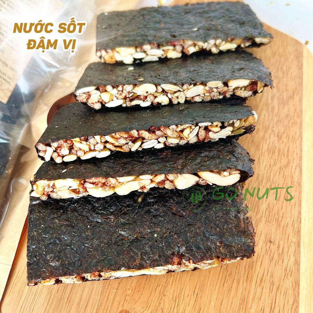 Rong biển kẹp hạt GO NUTS túi 250g, không đường hỗ trợ ăn kiêng giảm cân bánh ngũ cốc dinh dưỡng | BigBuy360 - bigbuy360.vn