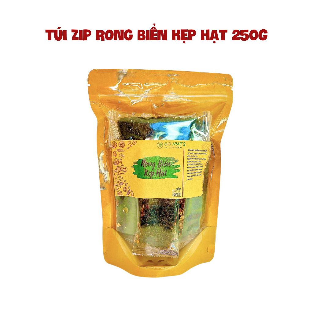 Rong biển kẹp hạt GO NUTS túi 250g, không đường hỗ trợ ăn kiêng giảm cân bánh ngũ cốc dinh dưỡng | BigBuy360 - bigbuy360.vn