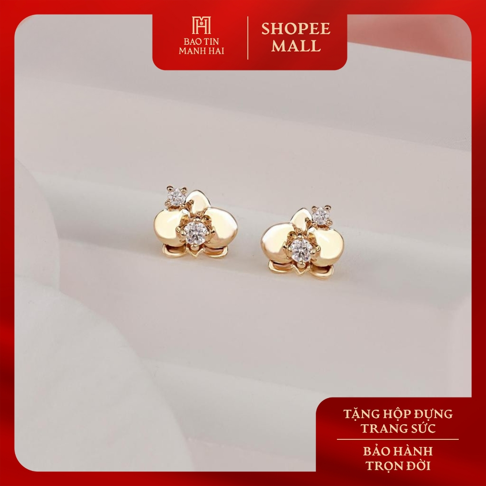 Bông tai vàng 10K BST Orchid 08 - Lynsey biểu tượng hoa lan sang trọng Bảo Tín Mạnh Hải BTBTV10MST-4