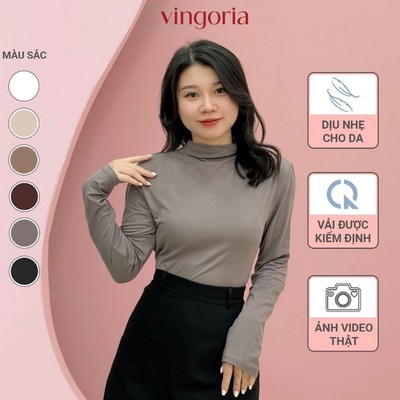 Áo thun 1 lớp cổ 3 phân VINGO/VINGORIA chất liệu cotton thoáng khí A023
