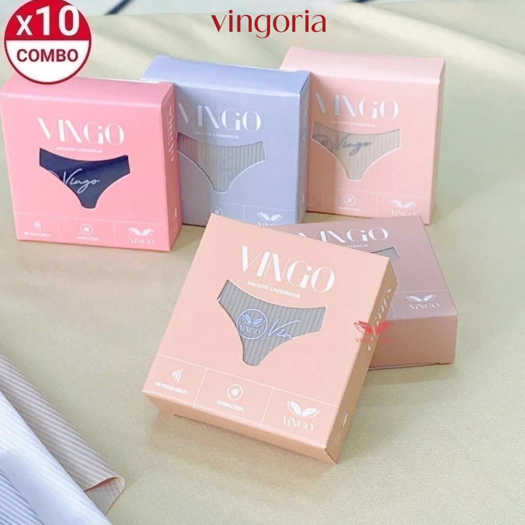 Combo 10 quần lót nữ hộp phấn su thạch tàng hình cạp thường VINGO/VINGORIA hàng Việt Nam CB74