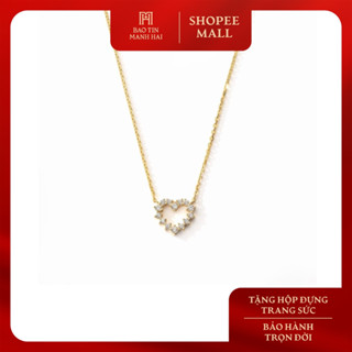  Dây chuyền vàng 10K Bảo Tín Mạnh Hải hoạ tiết trái tim viền đính đá thanh lịch phong cách Ý PYD2V10KDH-409003 