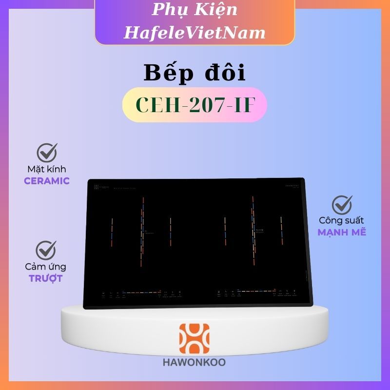 BẾP ĐIỆN ĐÔI HAWONKOO CEH-207-IF – Tặng Bộ nồi inox Junger JC_100 ( 13 món)