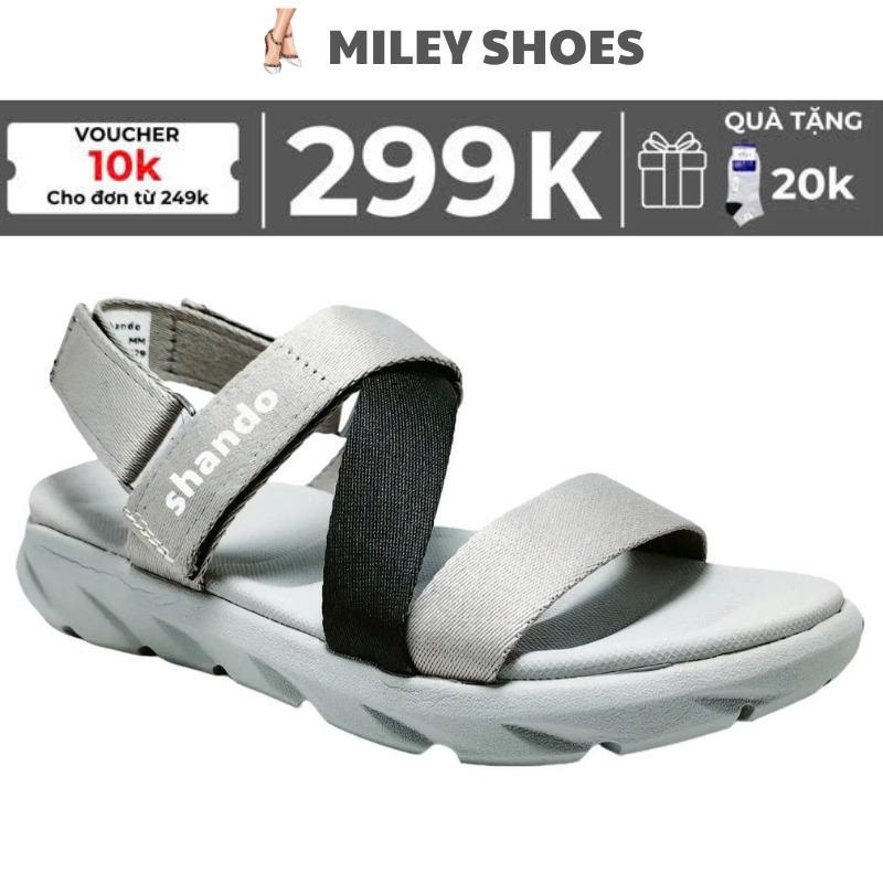 Dép Quai Hậu Đi Học, Giày Sandal Đi Học SHANDO F6 Sport XÁM ĐEN, Quai dù Cao 3 Phân (Nam Nữ) MILEY S