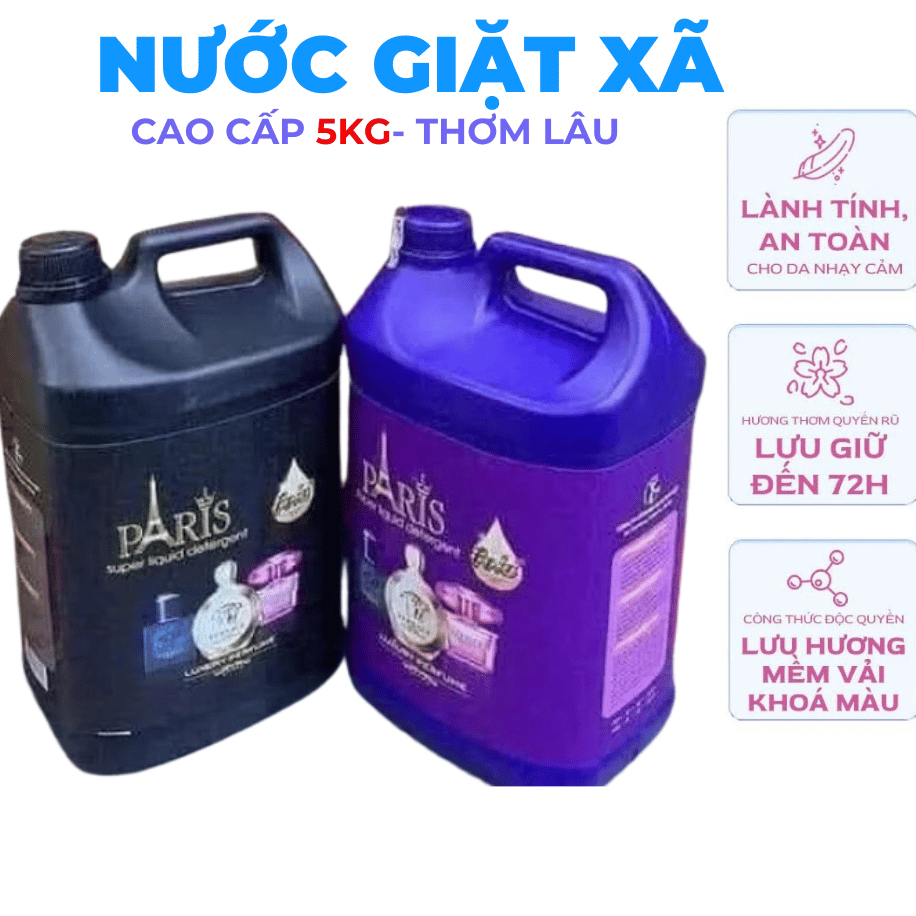 NƯỚC GIẶT PARIS ( CAN  5 ký ) nhiều bọt , làm mềm sợi vải giặt tay và máy đều được