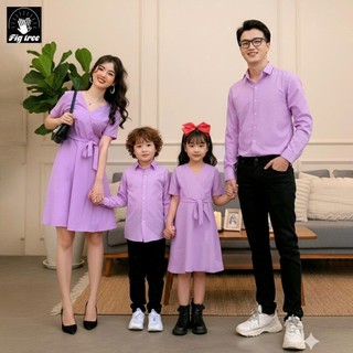 Set Sơ Mi Váy Gia Đình Fig Tree Màu Tím Cà Siêu Dễ Thương