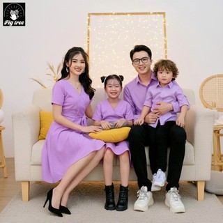 Set Sơ Mi Váy Gia Đình Fig Tree Màu Tím Cà Siêu Dễ Thương