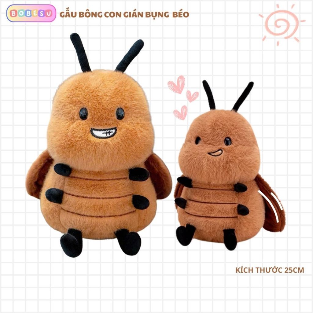 Gấu Bông Con Gián Béo, Thú Nhồi Bông Hình Con Gián Vô Tri Dễ Thương Quà Tặng Cho Bé, Bạn Trai, Bạn Gái Dịp Sinh Nhật