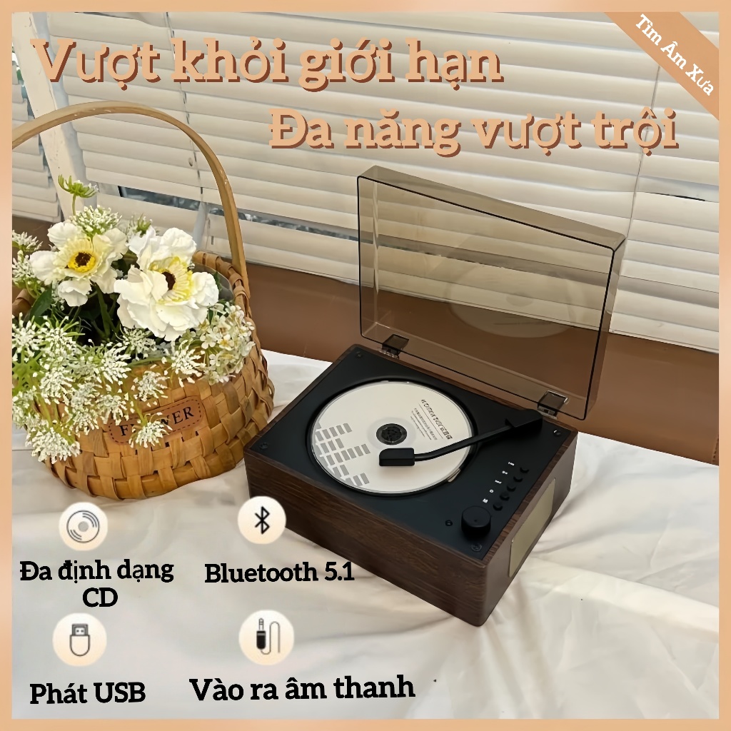 【Khoang CD Thời Gian】Máy Nghe CD Di Động & Loa Bluetooth 3D