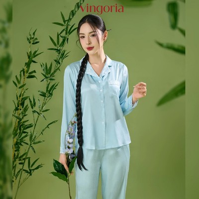 Bộ đồ ngủ nữ Pijama mặc nhà lụa VINGO/VINGORIA tay dài mùa Thu H1320
