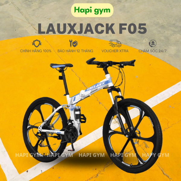Xe đạp thể thao gấp gọn LauxJack 26inch vành đúc 21 tốc độ giảm xóc 2 bộ phận khung thép bỏ côp xe tiện lợi