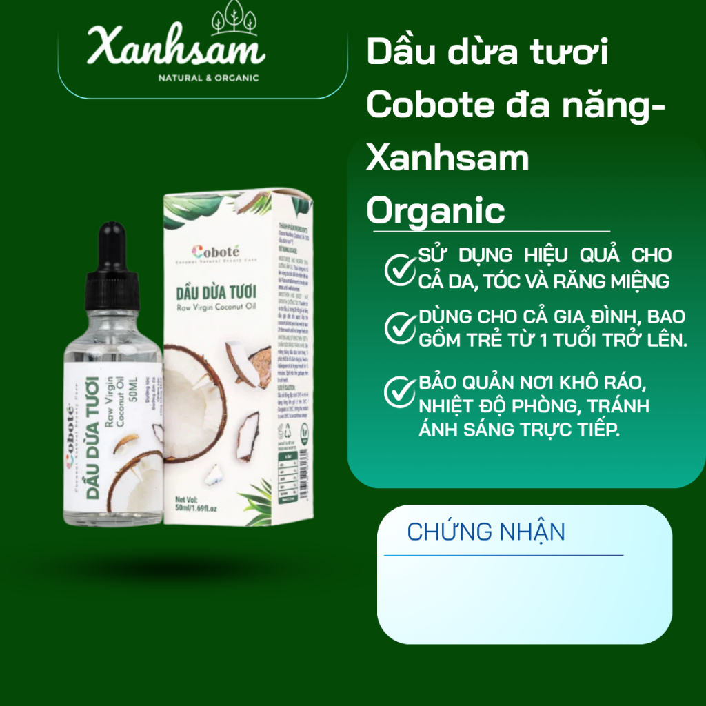 Dầu dừa tươi Cobote đa năng-Xanhsam Organic