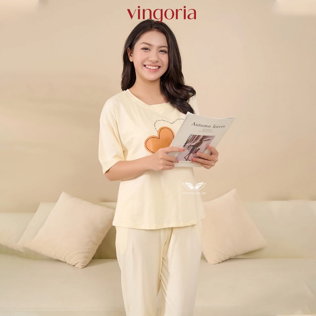 Đồ bộ mặc nhà Pijama trơn cotton VINGO/VINGORIA tay ngắn thu đông C070