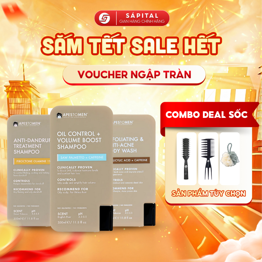 Dầu gội - Sữa Tắm Apestomen Chính hãng - Hỗ trợ giảm gàu, rụng tóc - Làm sạch da, giảm mụn, bã nhờn