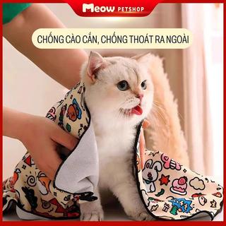 [Hoả Tốc] Khăn Quấn Mèo Cố Định Size 70cm Tự Dính, Siêu Chắc, Hỗ Trợ Vệ Sinh Tai & Cắt Móng