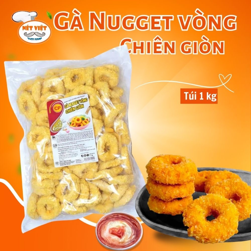Gà Nugget Vòng CP 1kg – Gà Vòng Chiên Giòn – Nugget Gà CP Đông Lạnh – Chuẩn Nhà Hàng