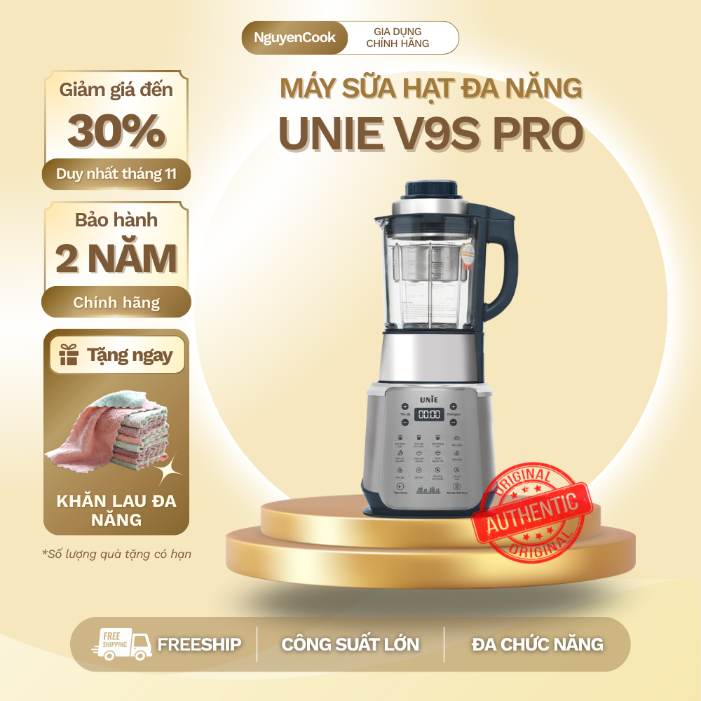 [CHÍNH HÃNG] MÁY LÀM SỮA HẠT CAO CẤP UNIE V9S PRO – DUNG TÍCH 1.75L – BẢO HÀNH 5 NĂM