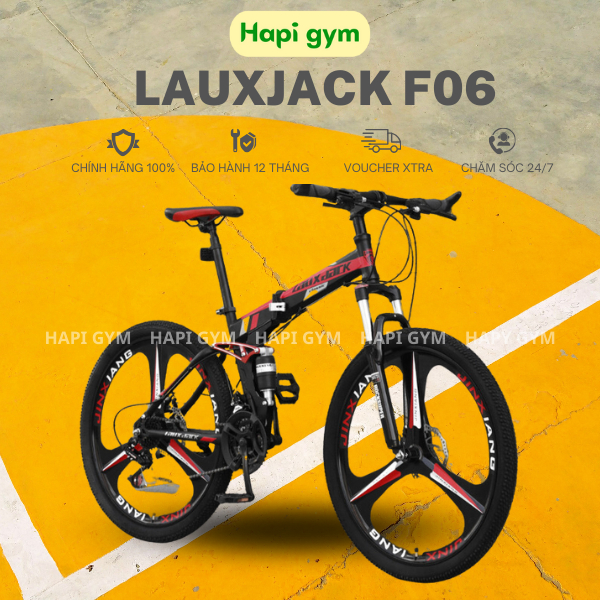 Xe đạp gấp gọn Lauxjack 26 inch 21 tốc độ phanh đĩa bám đường cực tốt 4 màu trắng, xanh, đen, đỏ
