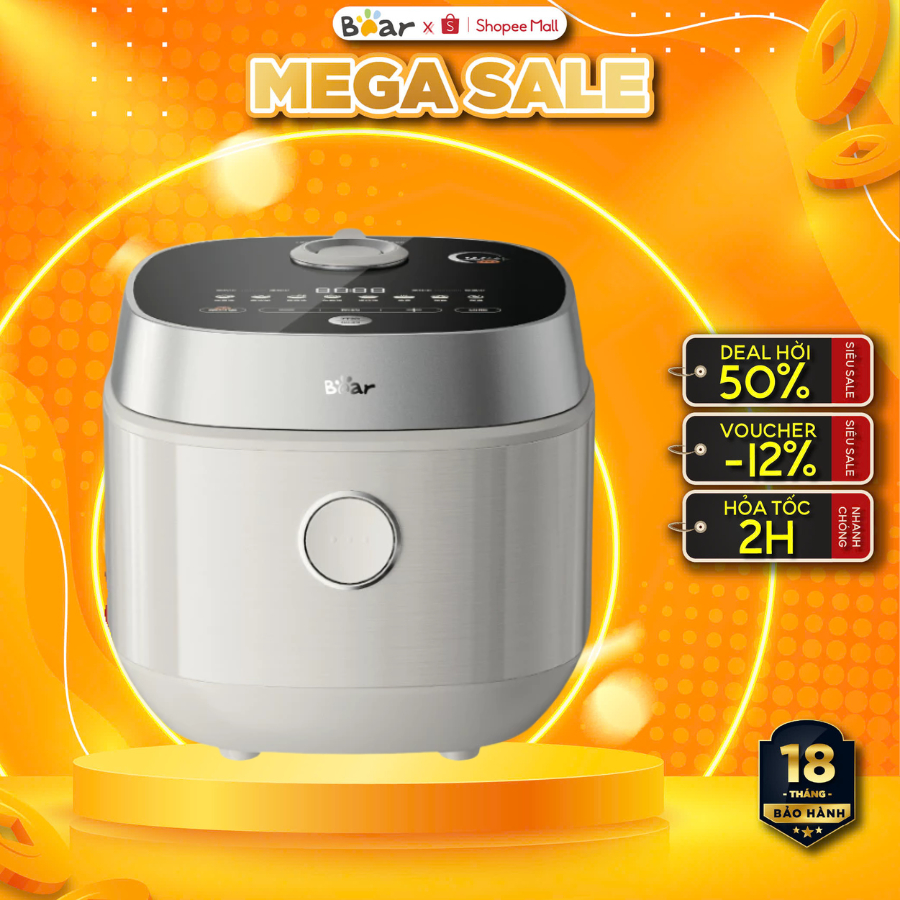Nồi cơm điện đa năng 4L BEAR RC-4H40Y (DFB-J40Q5), 800W, Phủ chống dính, Cho 2-4 người, BH 18 Tháng