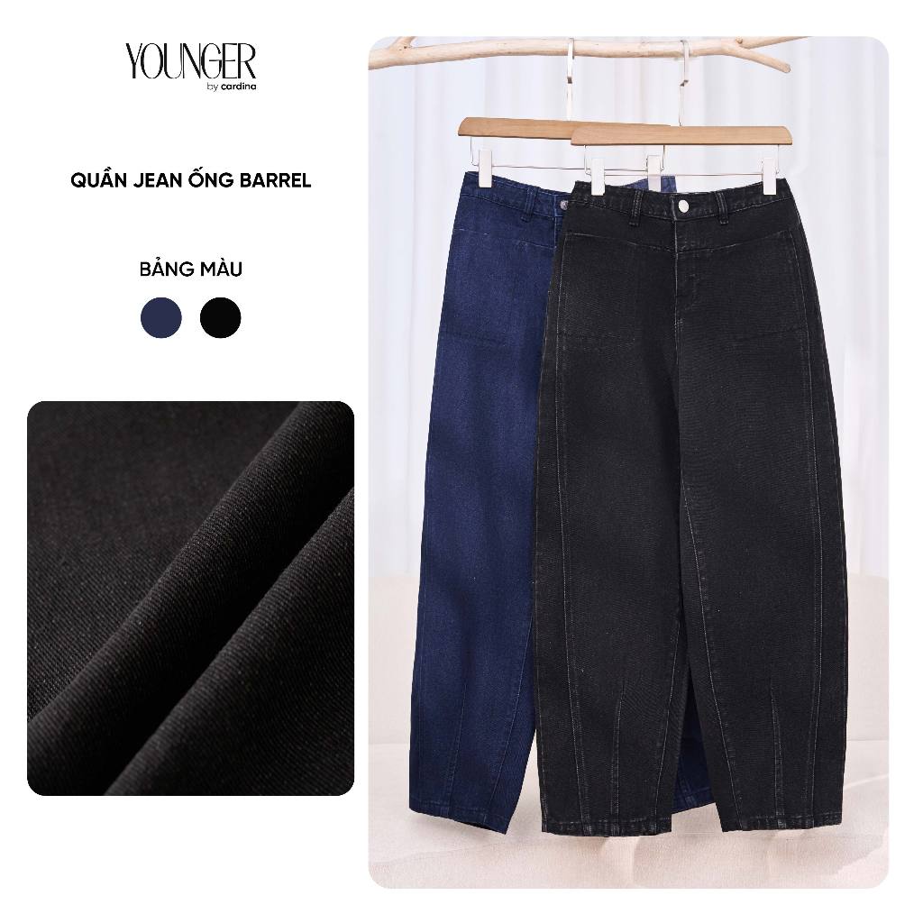 Quần jean nữ YOUNGER BY CARDINA chất vải jean dáng quần ống Barrel  5YQJR07
