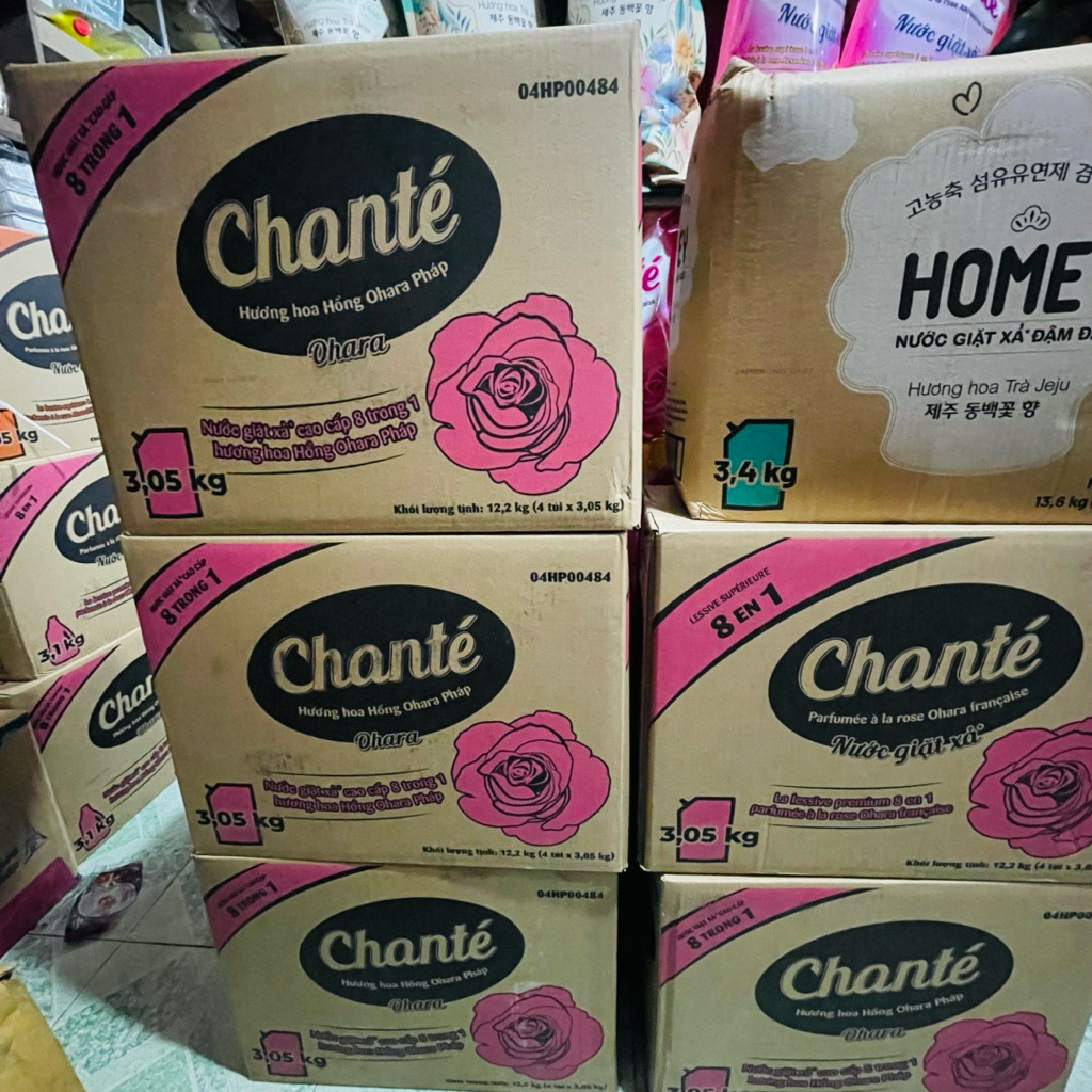 Thùng 4 Can - Túi Nước Giặt Xả Chanté Homey Massan Cao Cấp 8 Trong 1 Hương Nước Hoa 3,1Kg/ 3,05Kg