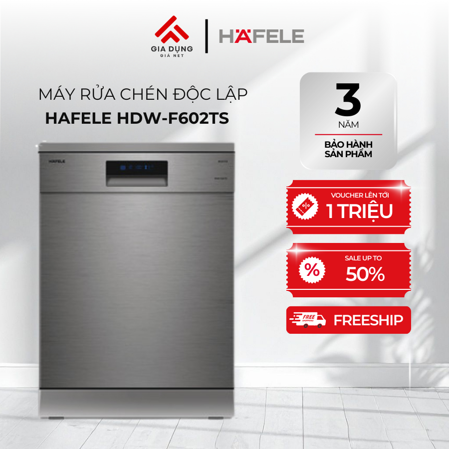 Máy Rửa Chén Độc Lập Hafele HDW-F602TS (535.29.551) - 3-4 bữa ăn Việt (14 bộ Châu Âu) - Bảo hành 36 tháng