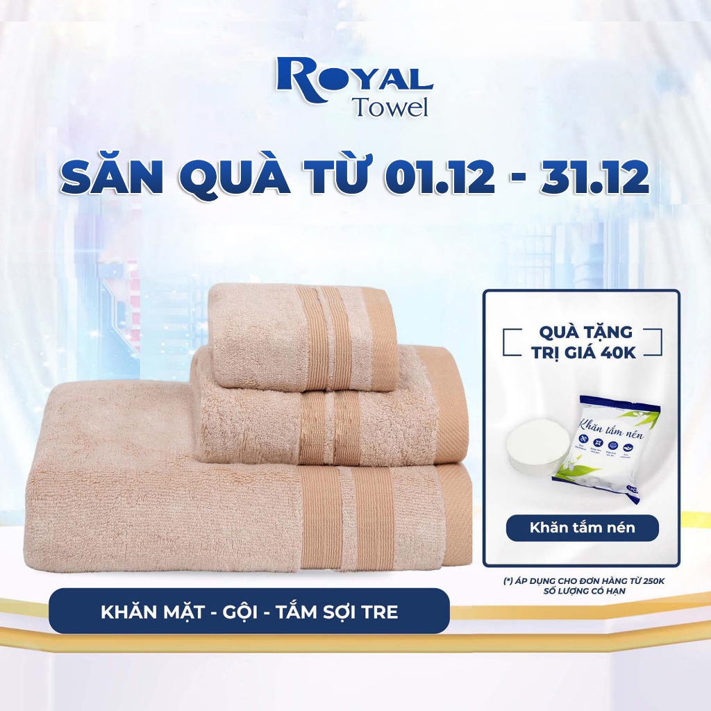 Khăn Tắm, Khăn Gội Đầu, Khăn Lau Mặt Sợi Tre ROYAL TOWEL Cao Cấp Xuất Nhật, Thấm Hút Không Ra Màu