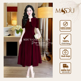 Váy Nhung Hàn MDU3859 Dáng Váy Xòe Nhẹ Kết Hợp Với Xếp Li Tinh Tế Cuốn Hút Từ MDU K49-D2-1