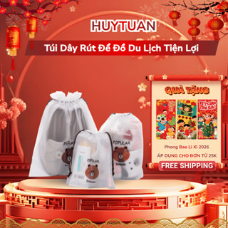 Túi dây rút đựng quần áo, đồ lót, giày dép du lịch chống thấm hình gấu brown (THG03) - Túi đựng đồ dây rút chống nước