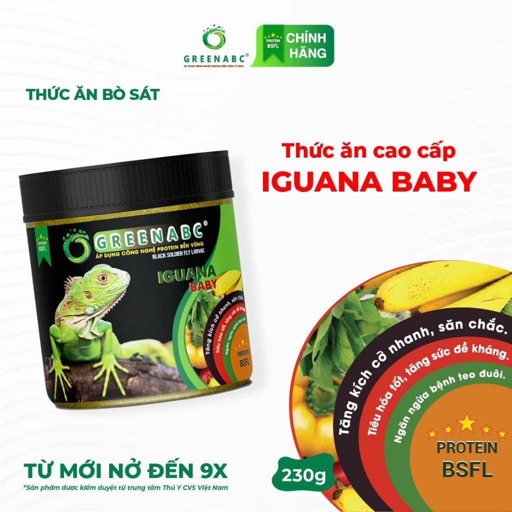 Thức ăn IGUANA BABY - Thức ăn BÒ SÁT cho Rồng Nam Mỹ Baby từ mới nở đến 9x - Hộp 230g