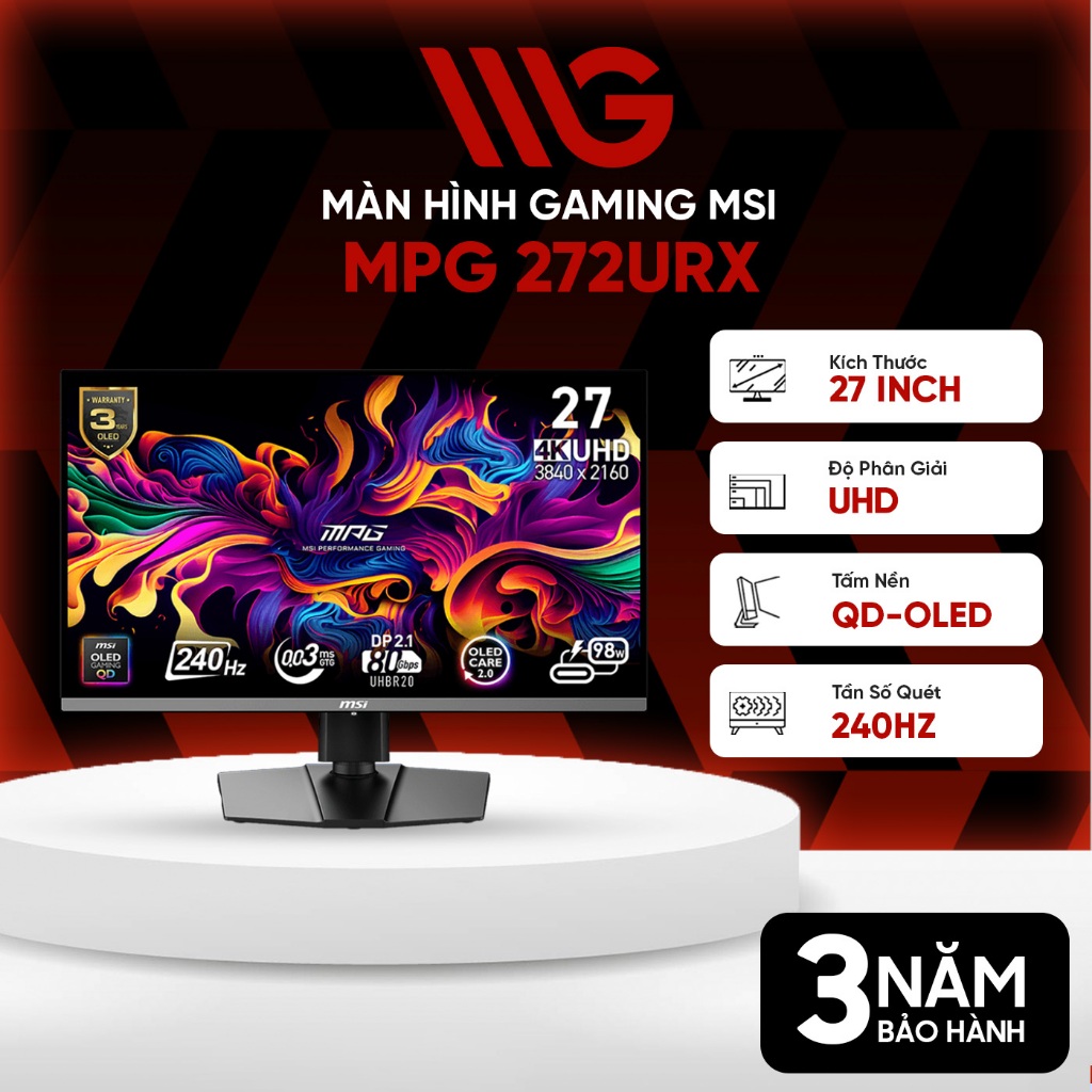 Màn hình Gaming MSI MPG 272URX QD-OLED 27 inch 4K UHD 240Hz 0.03ms QD-OLED - Bảo hành 36 tháng