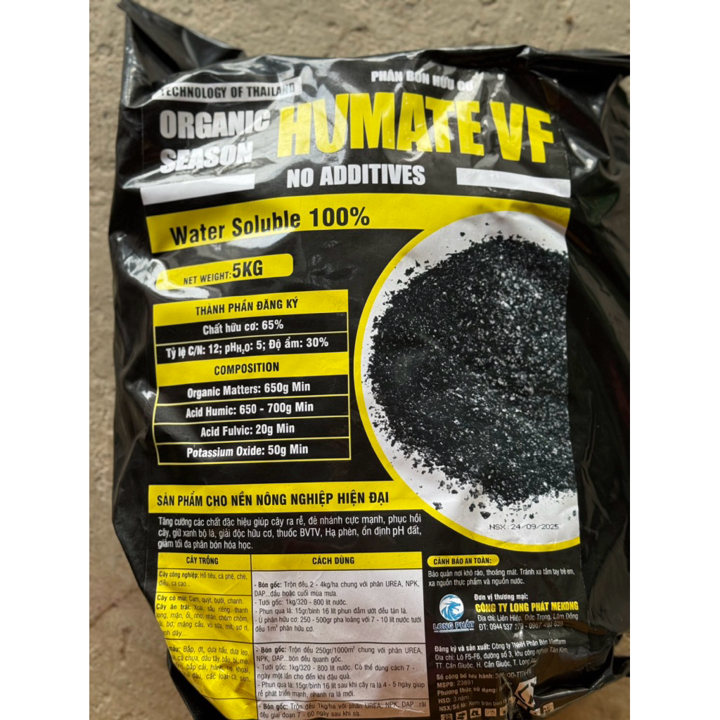 phân bón hữu cơ Humate vảy túi 5kí - ra rễ , hạ phèn , phục hồi cây