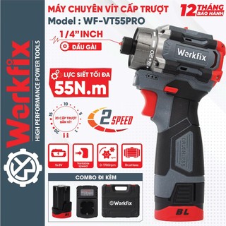  Máy chuyên vít cấp trượt WORKFIX WF-VT55PRO Lực 55Nm Bắn vít khoan - Gọn nhẹ không chổi than 