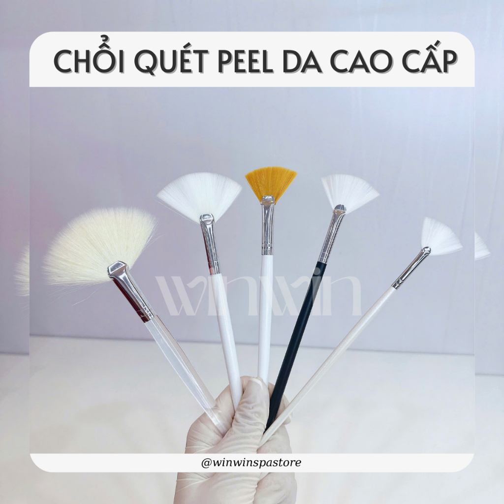 Chổi peel da mặt cao cấp lông các loại, các size chổi quét peel - WinWin Spa Store dùng peel da mặt