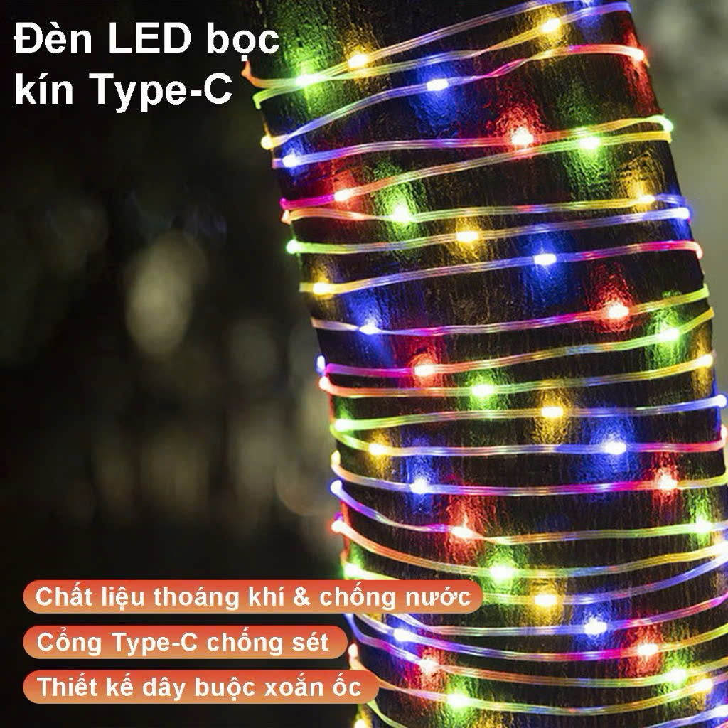 Dây led trang trí RGB 16 triệu màu, led giọt lệ, dây led rgb chống nước nháy theo nhạc có Remote 10M