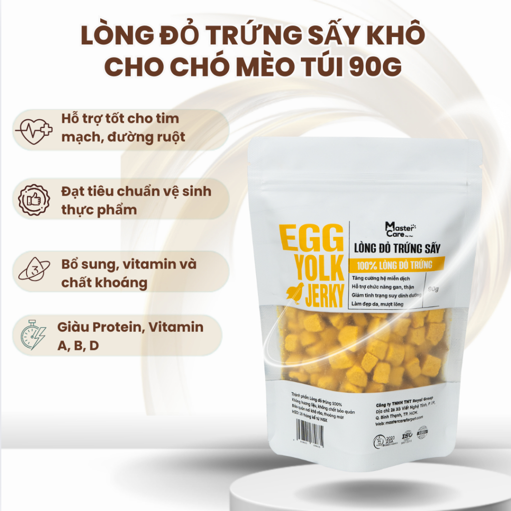 Lòng Đỏ Trứng Sấy Khô  90G MASTERCARE cho Chó Mèo – Ăn Vặt Dinh Dưỡng Tiện Lợi Bảo Vệ Đường Ruột