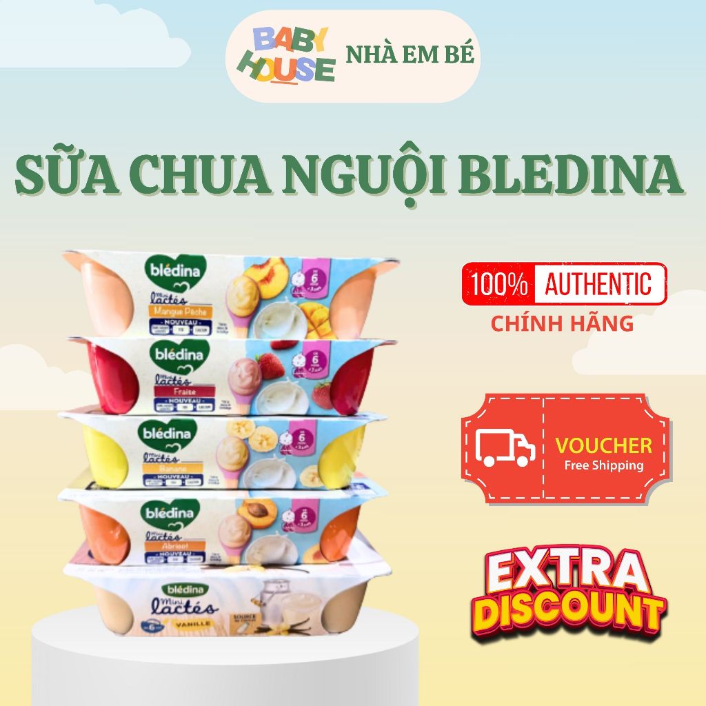 Nhà Em Bé - Sữa Chua BLEDINA Cho Bé Ăn Dặm Từ 6m Tuổi - Lốc 6 Hộp