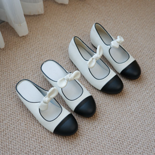  Giày búp bê quai nơ cao 4.5cm sục quai nơ độn đế cao 4.5cm QCCC  Wood Shoes  