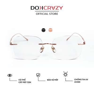 Gọng kính chữ nhật DOKCRAZY JAMES Không Viền, Mắt Kính Chống Ánh Sáng Xanh Thay Được Tròng Cận Hottrend, Unisex