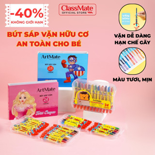 Bút Sáp Vặn Artmate Bút Sáp Siêu Sạch Tô Mịn Màu Sắc Tươi Sáng Có Vỏ Nhựa Bên Ngoài Bảo Vệ Sạch Sẽ An Toàn Cho Bé 