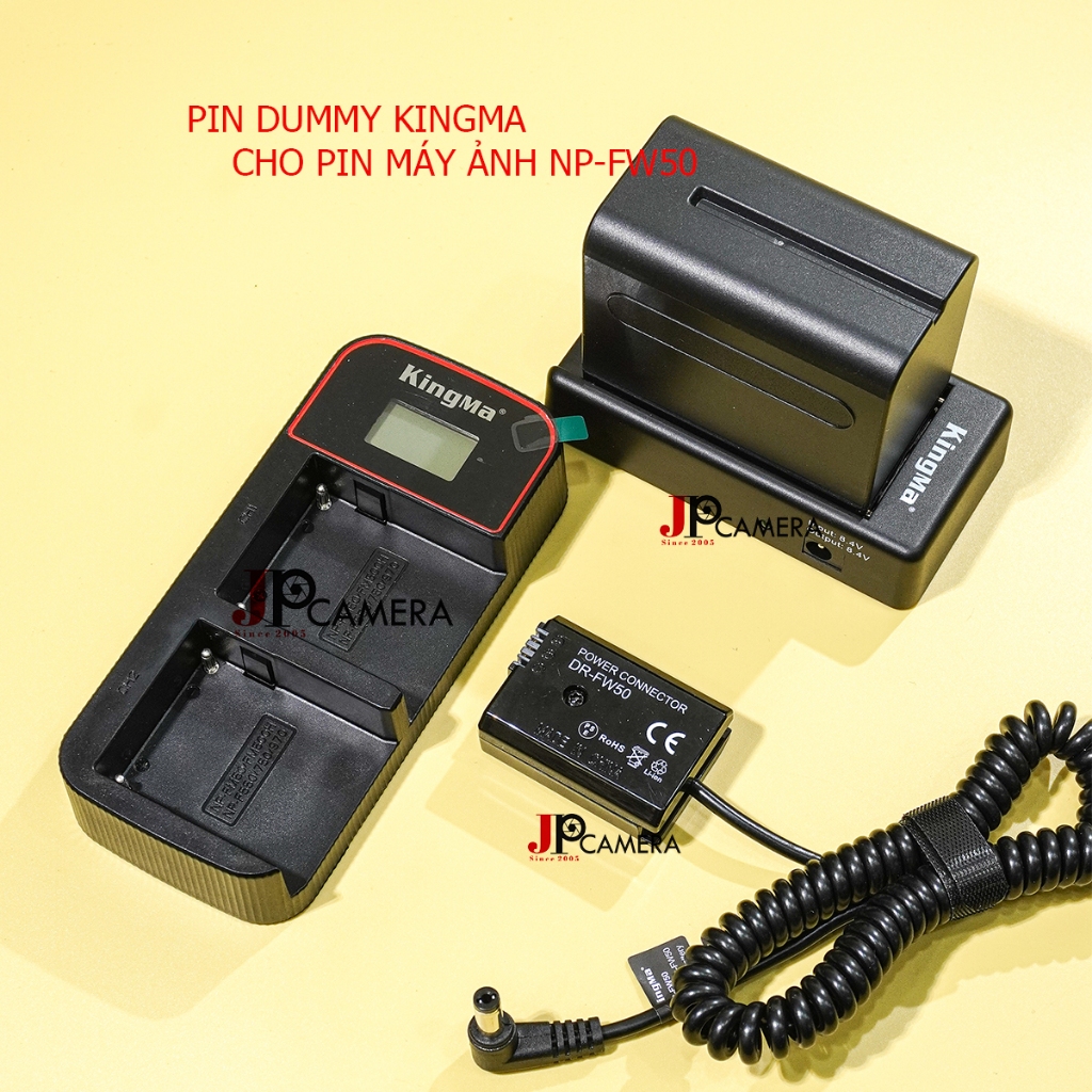 Pin ảo Dummy Battery Sony DR-FW50 +  Đế + Pin F970 Dung lượng cao + sạc ver 3 Kingma