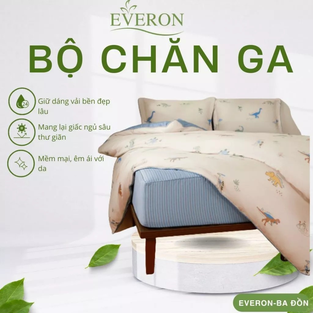 Bộ Ga Chun Chần Bốn Mùa Everon CPC 26204 – Họa Tiết Khủng Long Trẻ Em