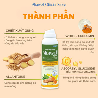 Xịt Gừng Nghệ Altawell Body 80ml Hỗ Trợ Khử Mùi Sáng Da, Mờ Thâm Rạn, Thành phần Gừng Ủ Nóng Da Tiếp Xúc Phù Hợp Cho Mẹ