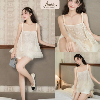  Set Áo 2 Dây Ren QC Tiểu Thư Công Chúa Kèm Quần Tapta Đầm Babydoll Ren Hoa Váy Dáng Xòe Mặc Đi Chơi Anan.clothing4 