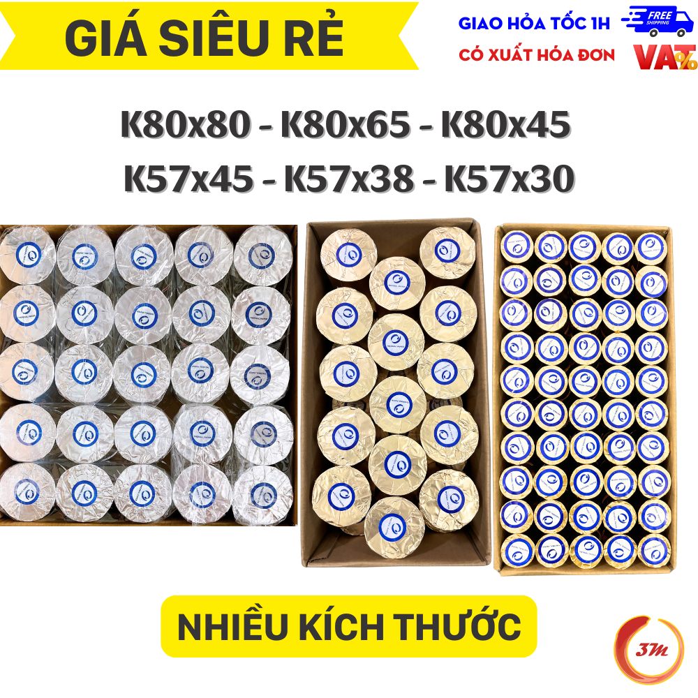 [XẢ KHO] Thùng Giấy In Nhiệt K80 K57 In Bill K80x80 K80x45 K80x65 K57x45 K57x38 K57x30 In Hóa Đơn