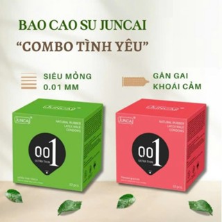   COMBO 20 CÁI  Bao cao su JUNCAI 001 Ultrathin Passion & Touch siêu mỏng gân gai Siêu gel tăng khoái cảm 