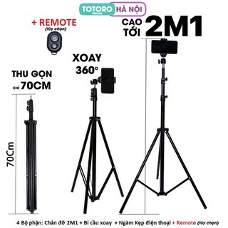  Chân đế đỡ điện thoại Livestream Tripod 3 chân TLS 2M1 - Gậy chụp ảnh - Giá đỡ Quay Phim Video hợp kim Xoay 360 độ 